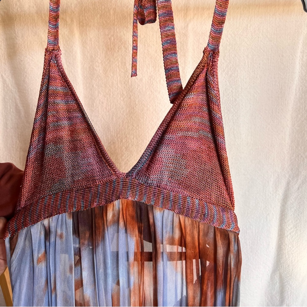 Zara Woman Multicolor Knit Halter Dress — Pink & Rust Ombre